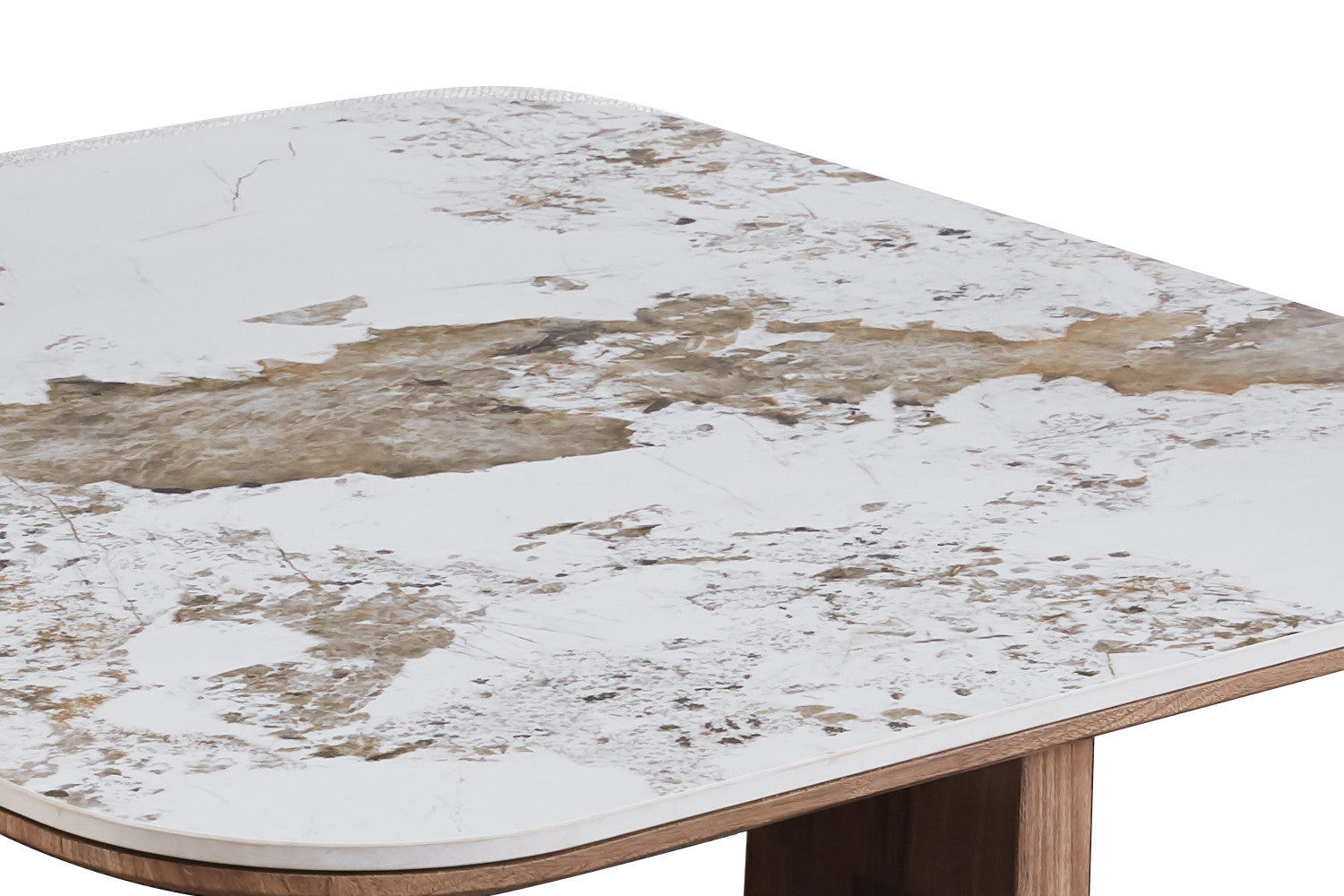 Salontafel 'Evora' met 4 poefs stof Glanzend Steen Pandora goudbruin