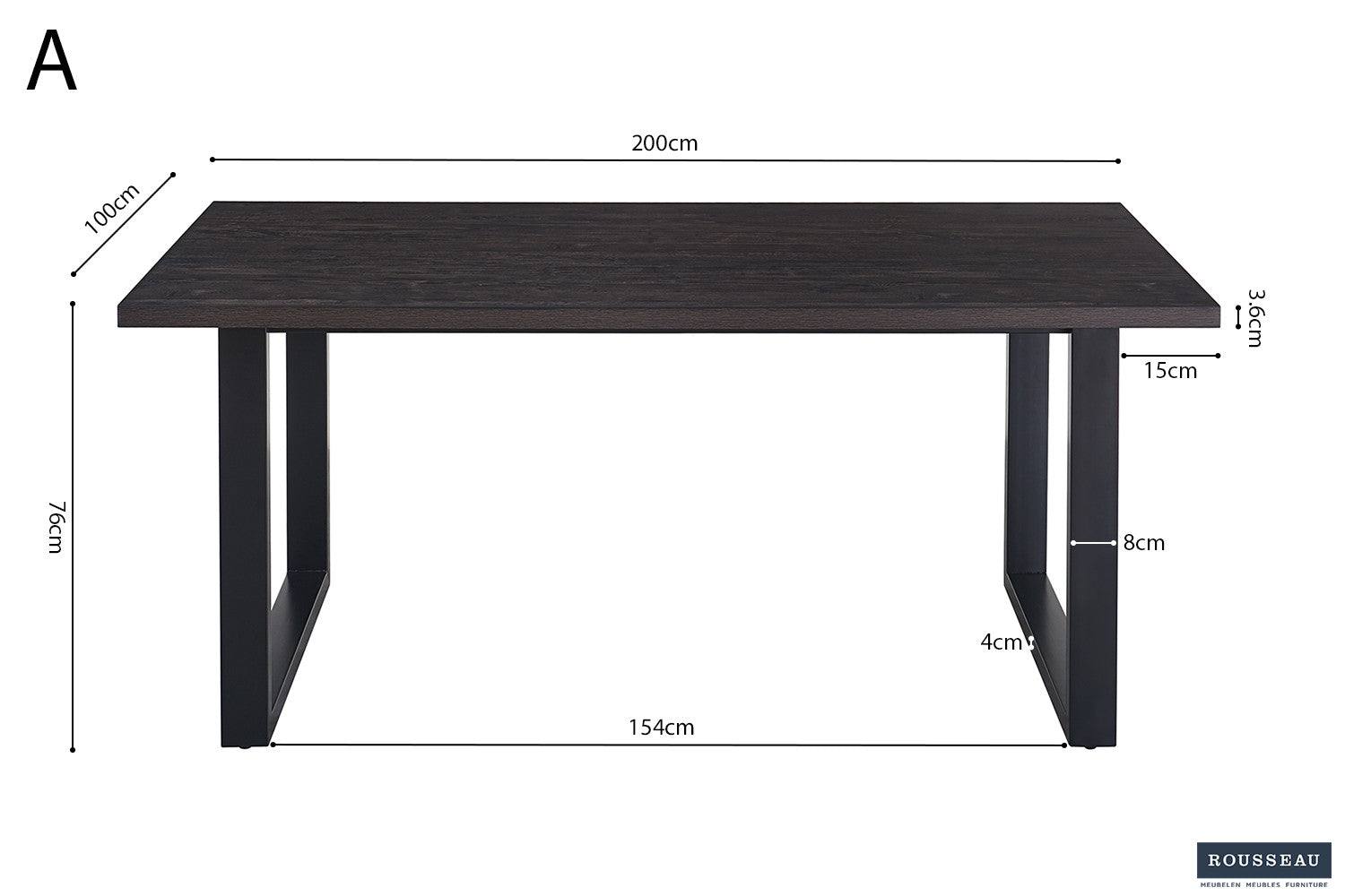 SALE - Tafel 'Alexander' 200 cm Decor Donkerbruin