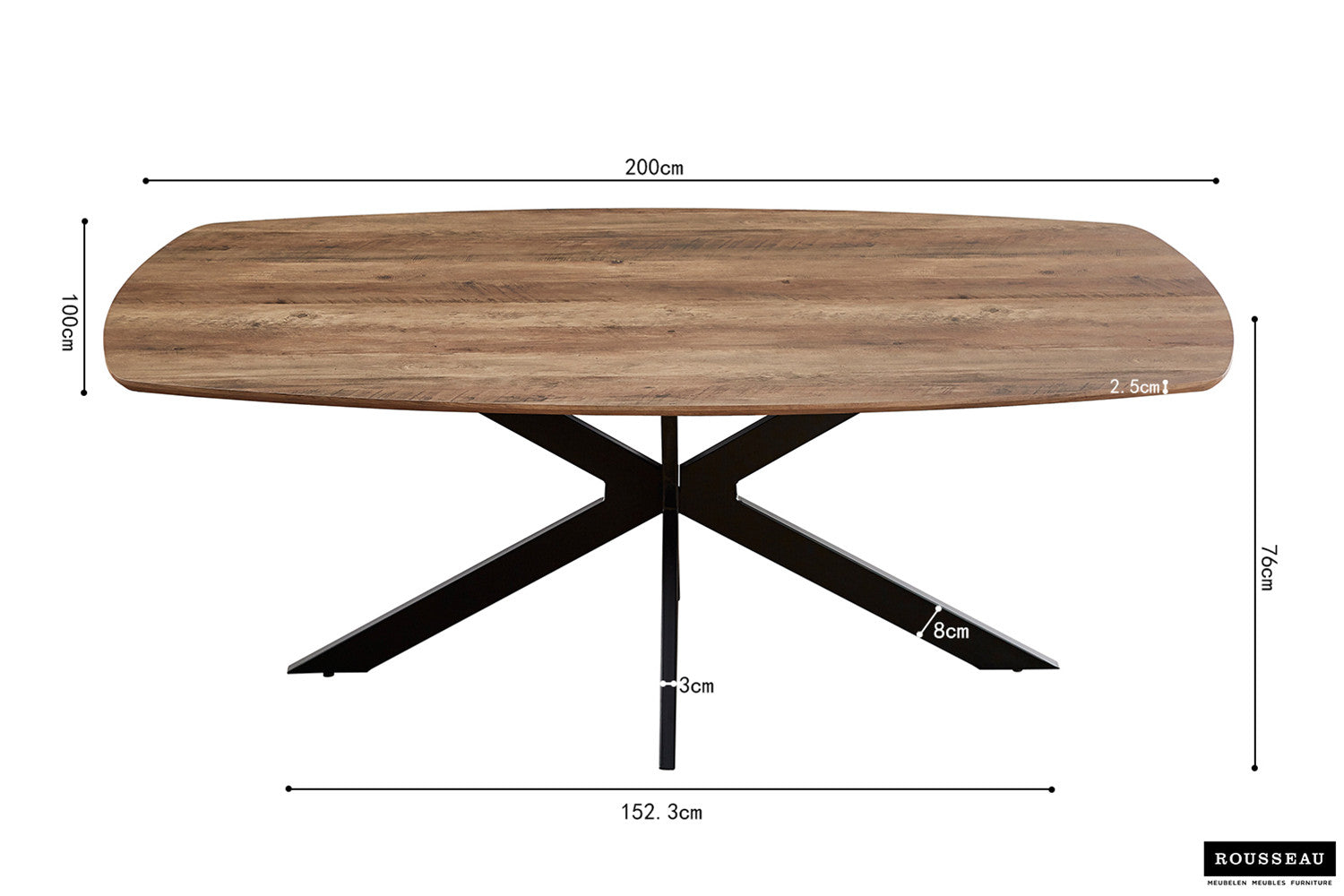 Tafel Aziz 200 cm Deens Ovaal Decor Mango