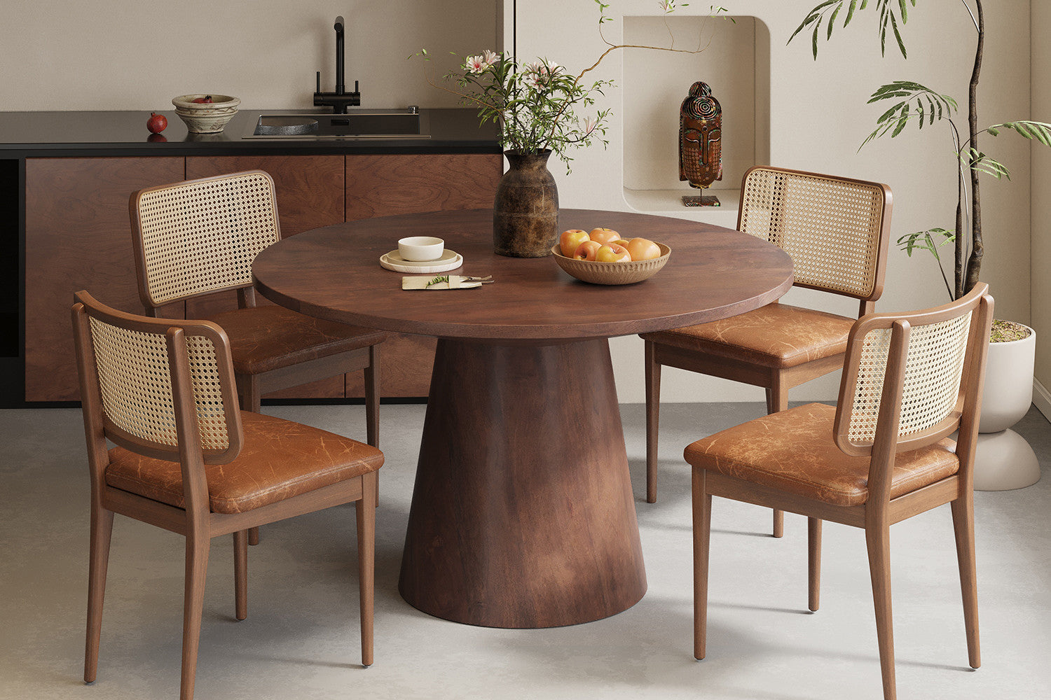 Tafel 'Tommy' 130 cm Rond Mango hout  Bruin