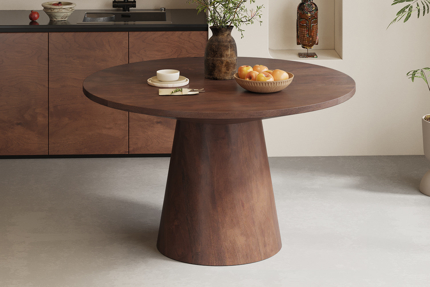 Tafel 'Tommy' 130 cm Rond Mango hout  Bruin