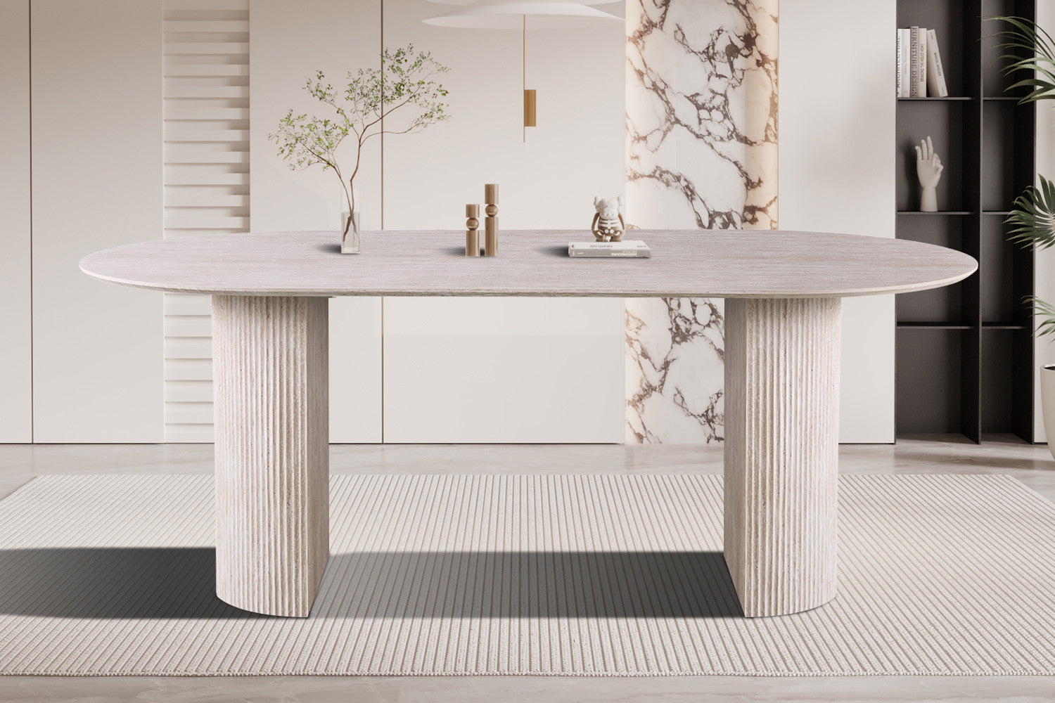 Tafel Lagos 200 cm Ovaal Travertin Beige