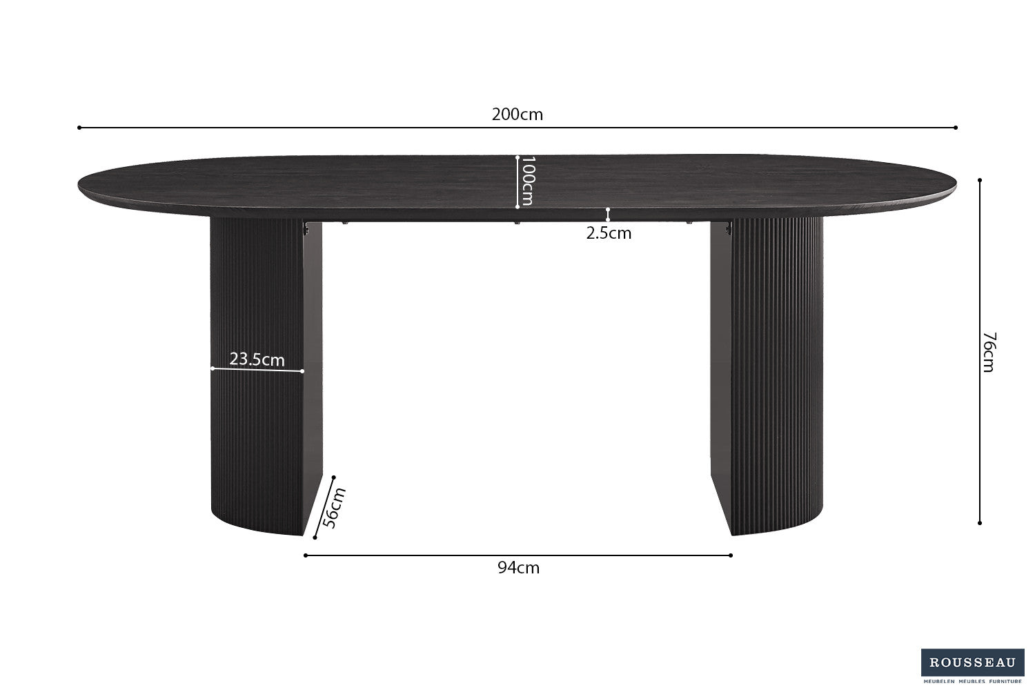 Tafel 'Lagos' 200 cm Ovaal Decor Donkerbruin
