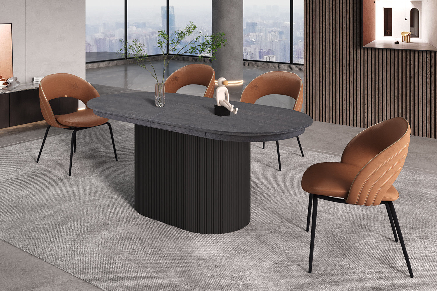 Uitschuifbare tafel Lagos 180-220 cm Ovaal Decor Donkerbruin