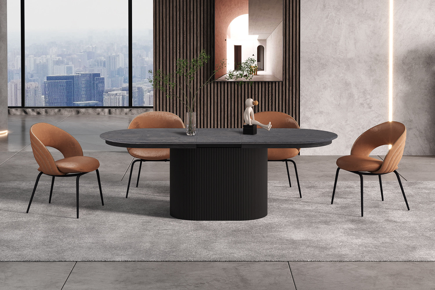 Uitschuifbare tafel Lagos 180-220 cm Ovaal Decor Donkerbruin