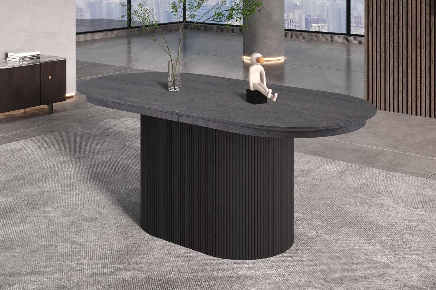 Uitschuifbare tafel Lagos 180-220 cm Ovaal Decor Donkerbruin