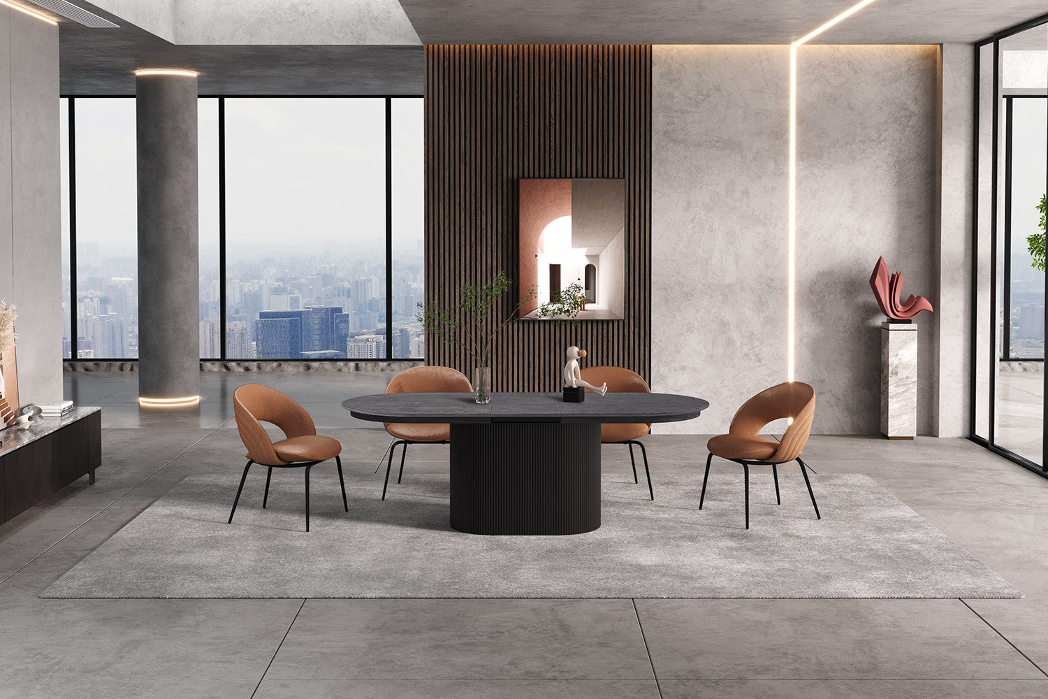 Uitschuifbare tafel Lagos 180-220 cm Ovaal Decor Donkerbruin