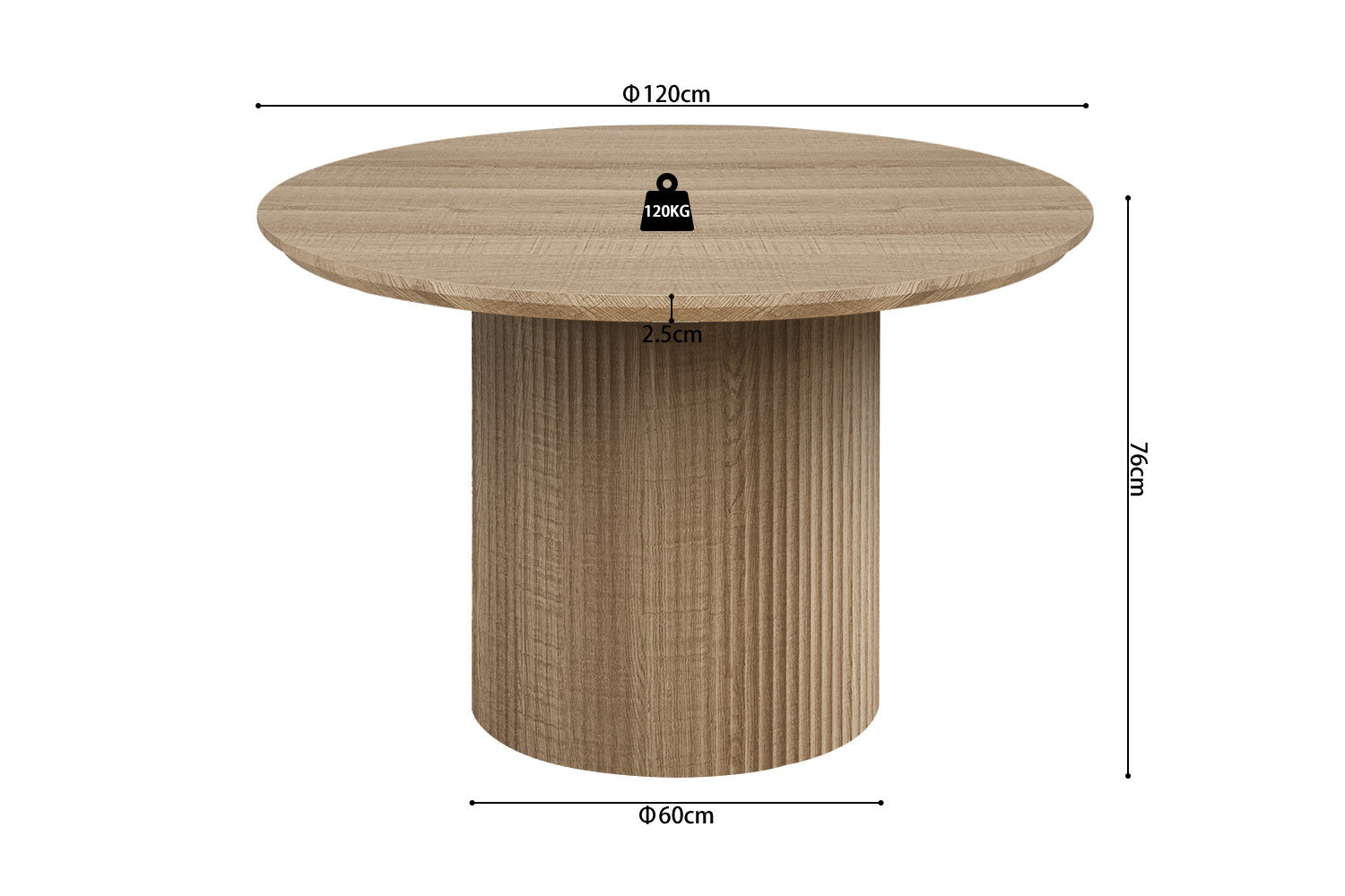 Tafel Lagos 120 cm Rond Decor Eik Naturel