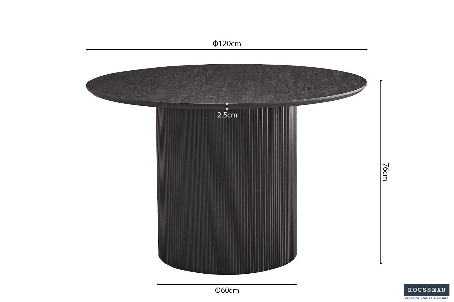 Tafel Lagos 120 cm Rond Donkerbruin