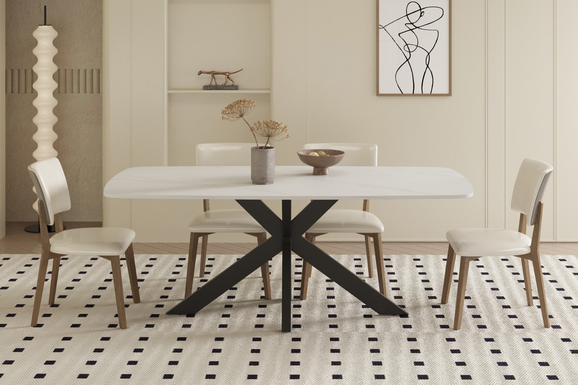Tafel 'Apollo' 180 cm Deens Ovaal Steen Wit