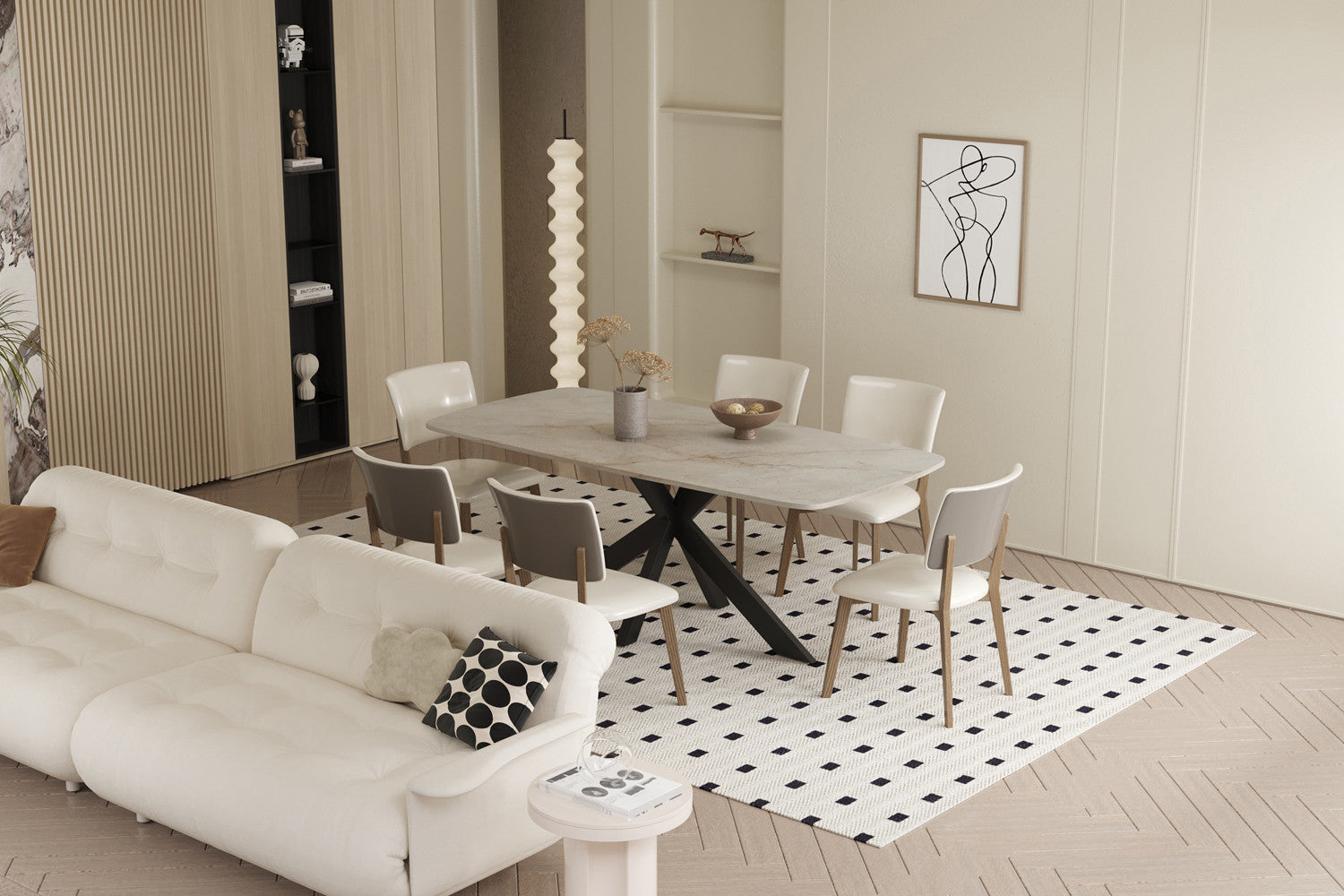 Tafel Apollo 180 cm Deens Ovaal Glanzend Steen Shakespear Beige