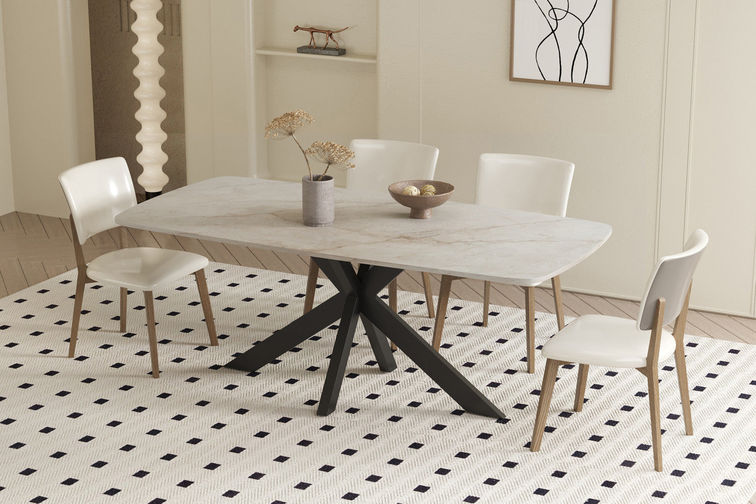 Tafel Apollo 180 cm Deens Ovaal Glanzend Steen Shakespear Beige