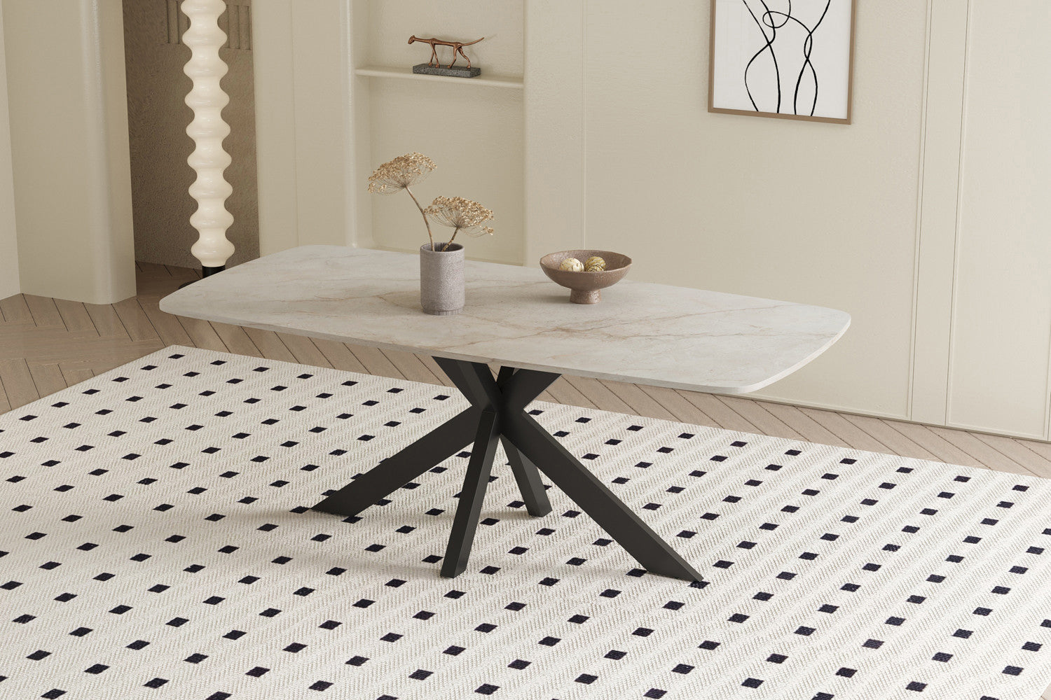Tafel Apollo 180 cm Deens Ovaal Glanzend Steen Shakespear Beige