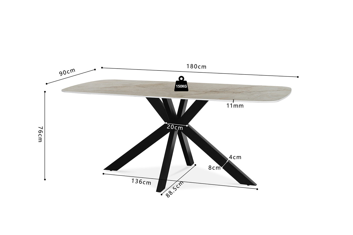 Tafel Apollo 180 cm Deens Ovaal Glanzend Steen Shakespear Beige