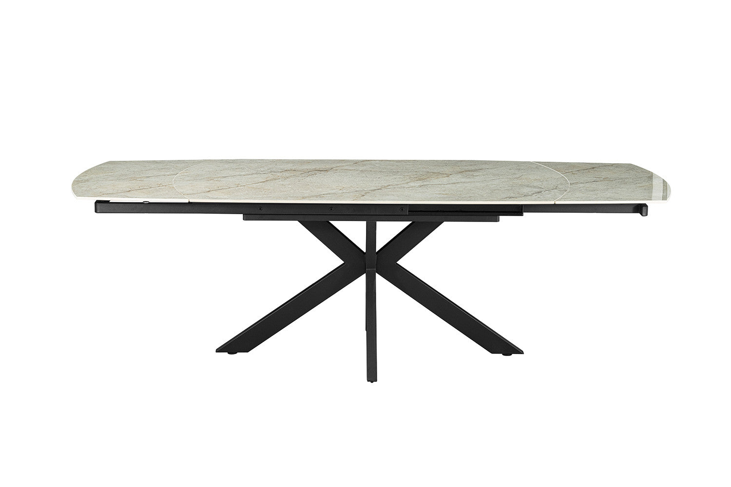 Uitschuifbare tafel Ares 160-240 cm Deens Ovaal Glanzend Steen Beige