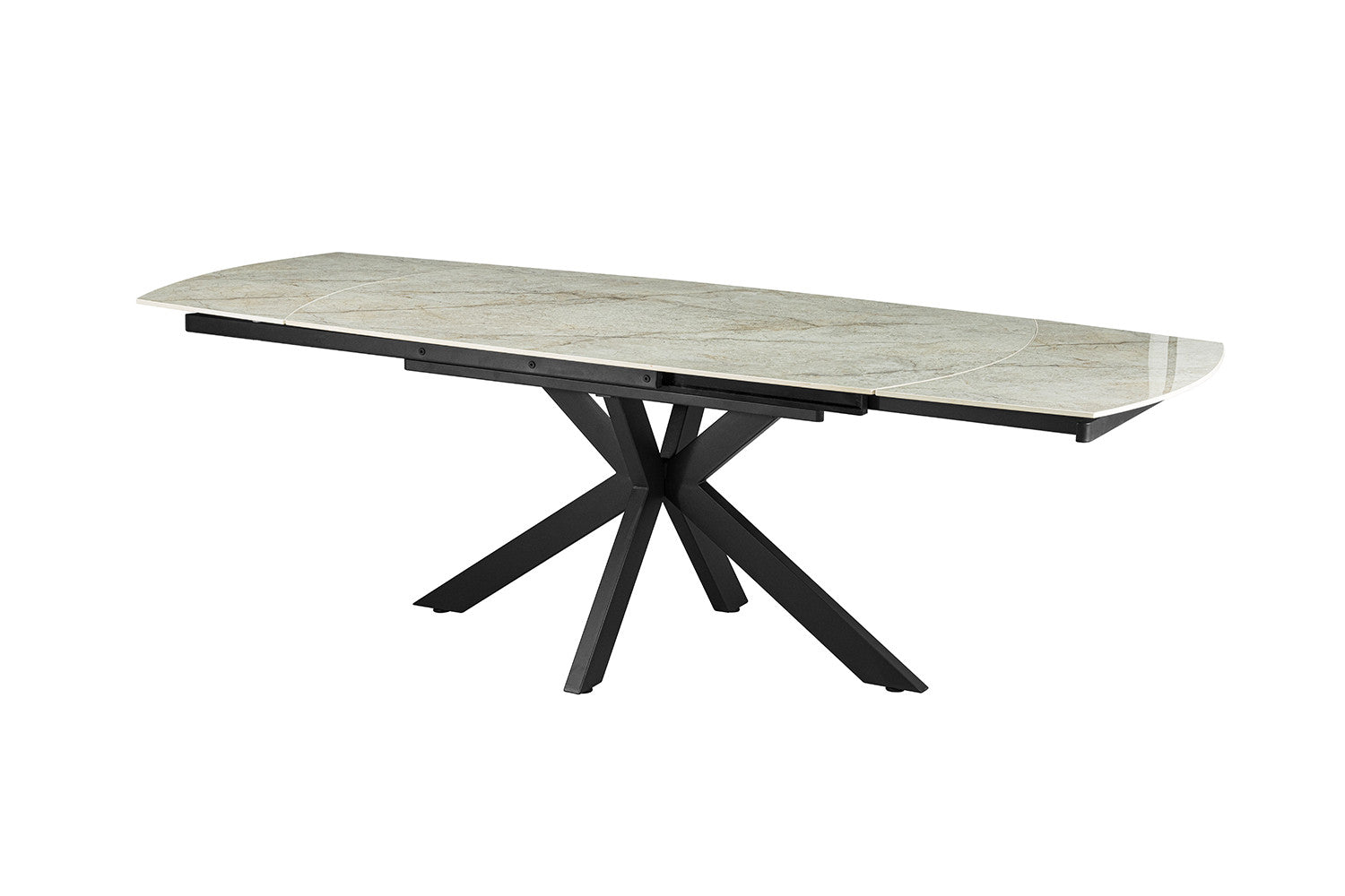 Uitschuifbare tafel Ares 160-240 cm Deens Ovaal Glanzend Steen Beige