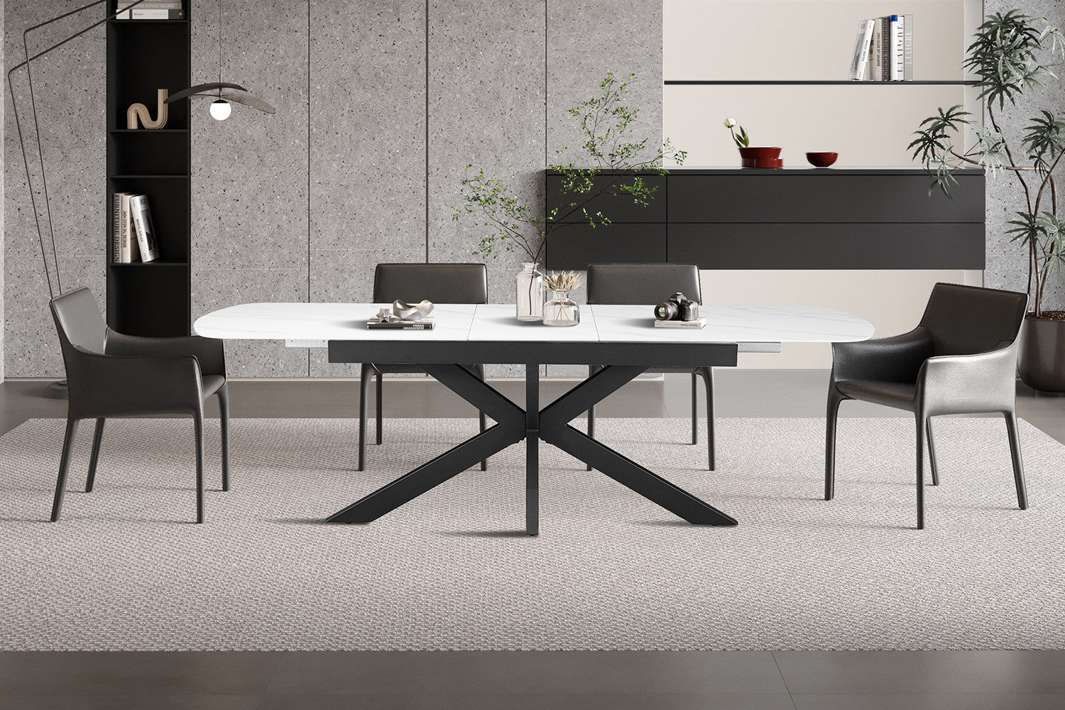 NEW - Uitschuifbare tafel 'Hestia' 180-220 cm Deens Ovaal Steen Wit