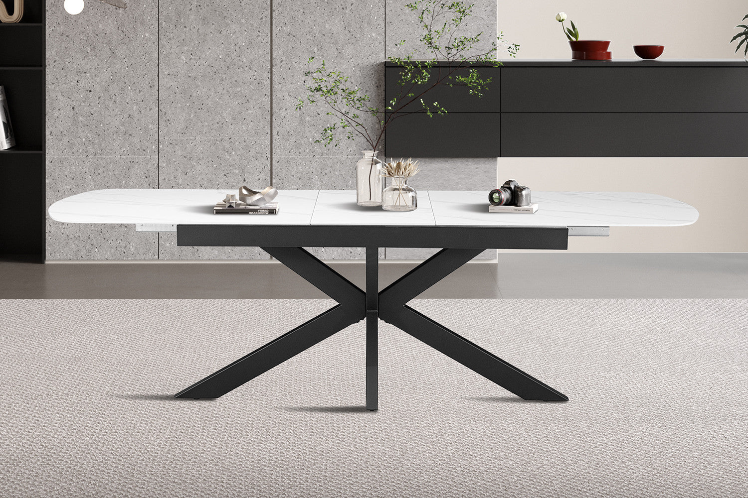 NEW - Uitschuifbare tafel 'Hestia' 180-220 cm Deens Ovaal Steen Wit