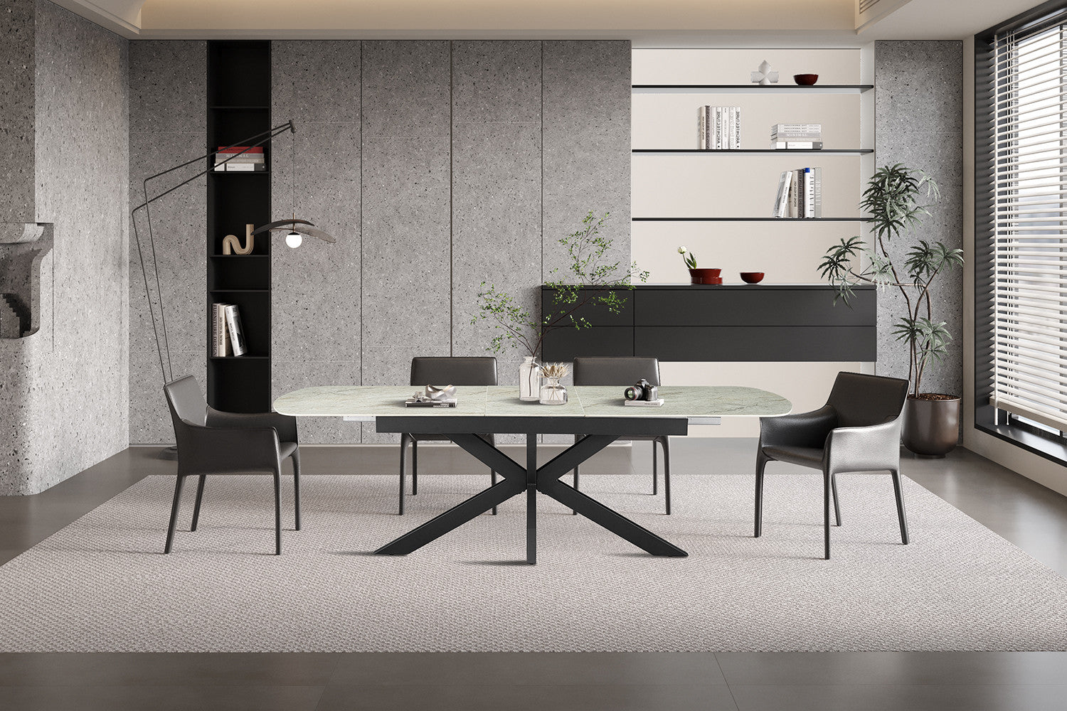 Uitschuifbare tafel 'Hestia' 180-220 cm Deens Ovaal Glanz. Steen Beige