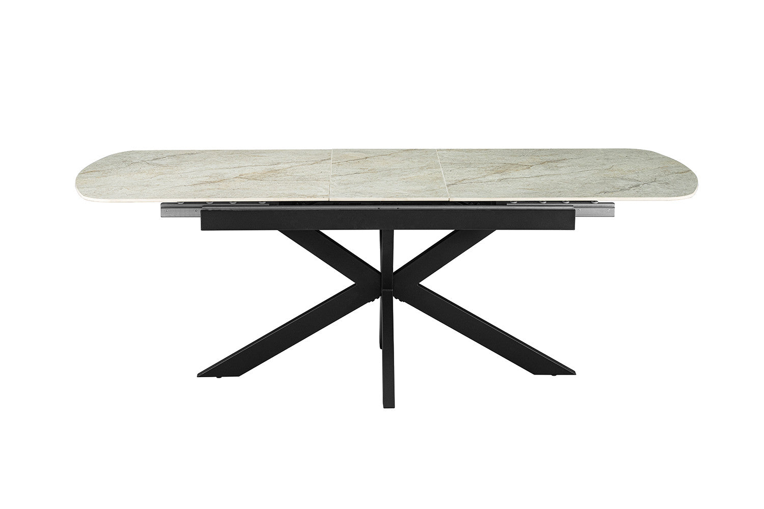 Uitschuifbare tafel 'Hestia' 180-220 cm Deens Ovaal Glanz. Steen Beige