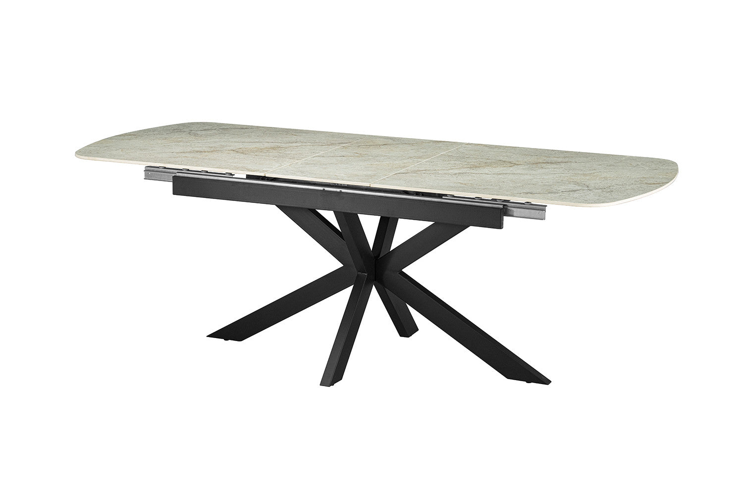 Uitschuifbare tafel 'Hestia' 180-220 cm Deens Ovaal Glanz. Steen Beige