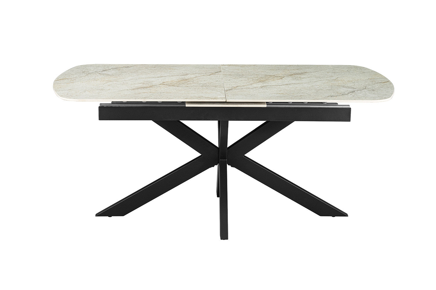 Uitschuifbare tafel 'Hestia' 180-220 cm Deens Ovaal Glanz. Steen Beige
