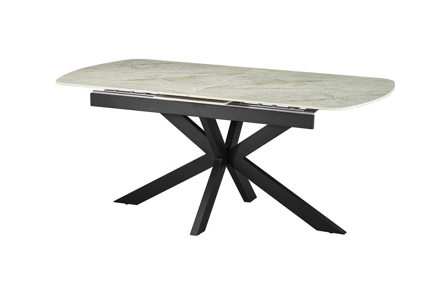 Uitschuifbare tafel 'Hestia' 180-220 cm Deens Ovaal Glanz. Steen Beige