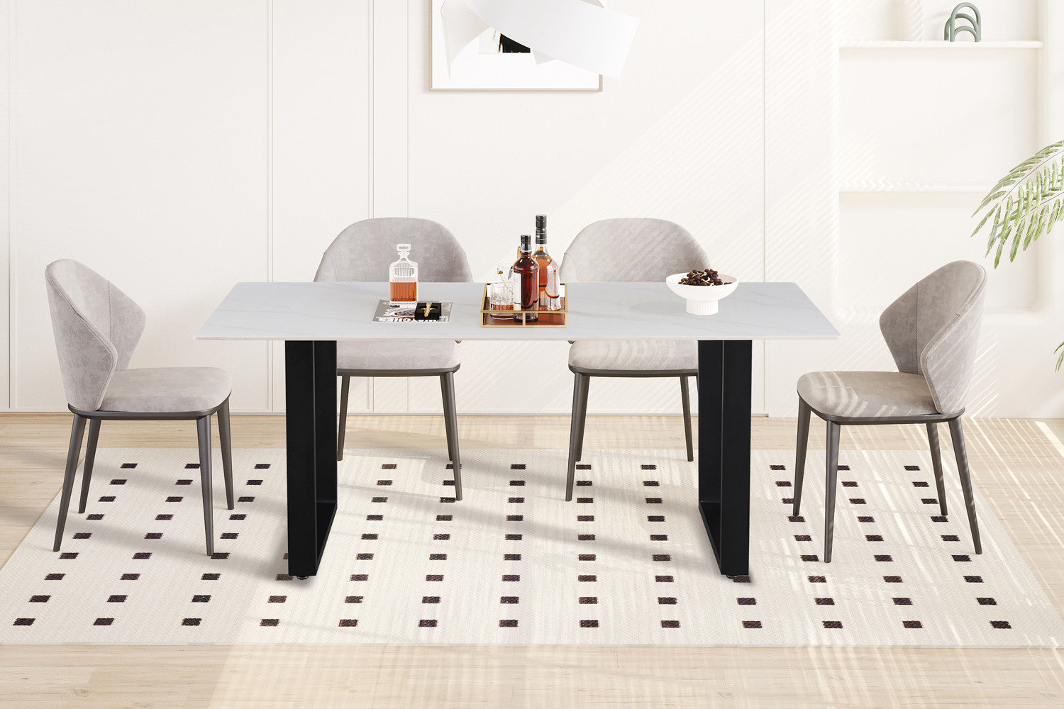 NEW - Tafel 'Poseidon' 180 cm Rechthoekig Glanzend Steen Wit