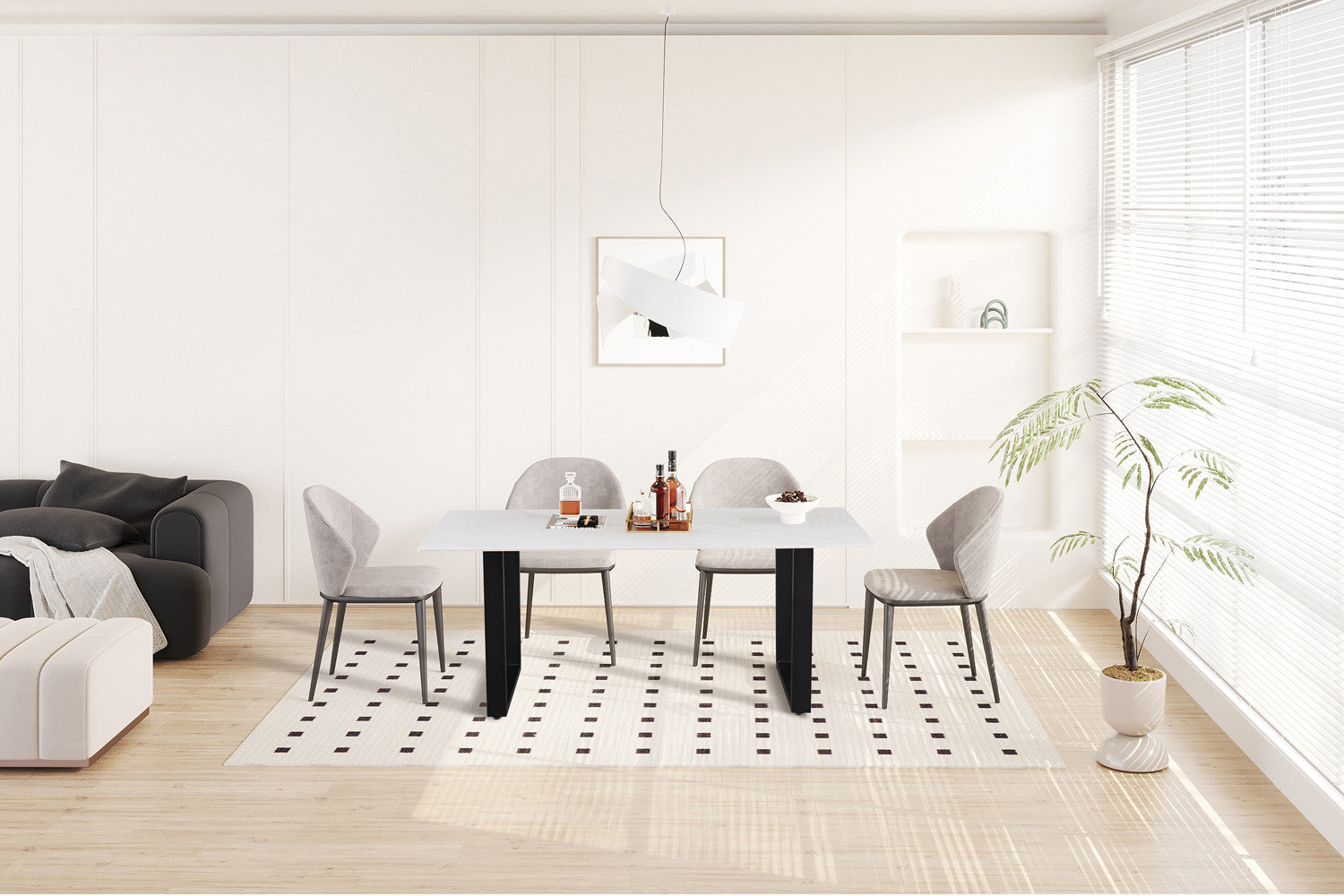 NEW - Tafel 'Poseidon' 180 cm Rechthoekig Glanzend Steen Wit