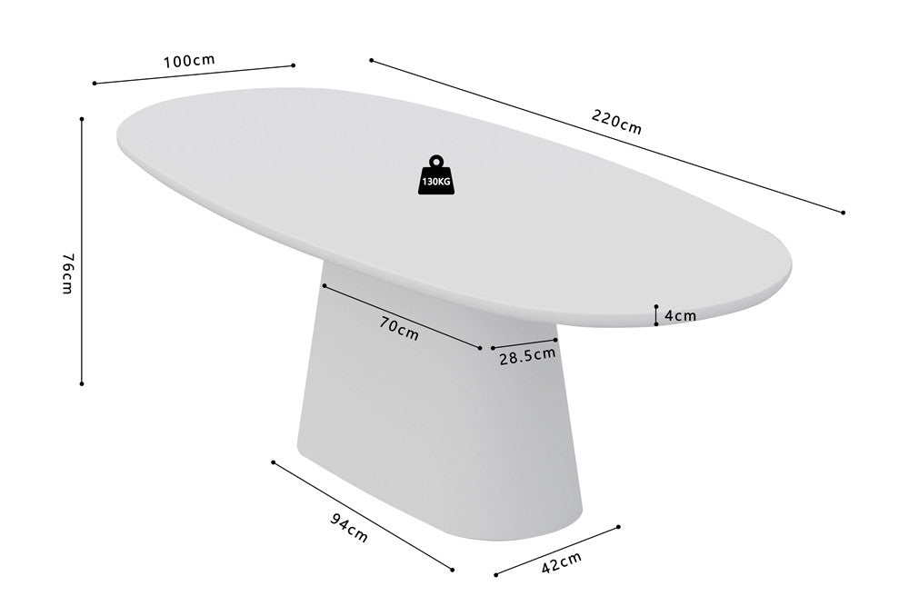 Tafel 'Tavira' 220 cm Ovaal Cement Ecru
