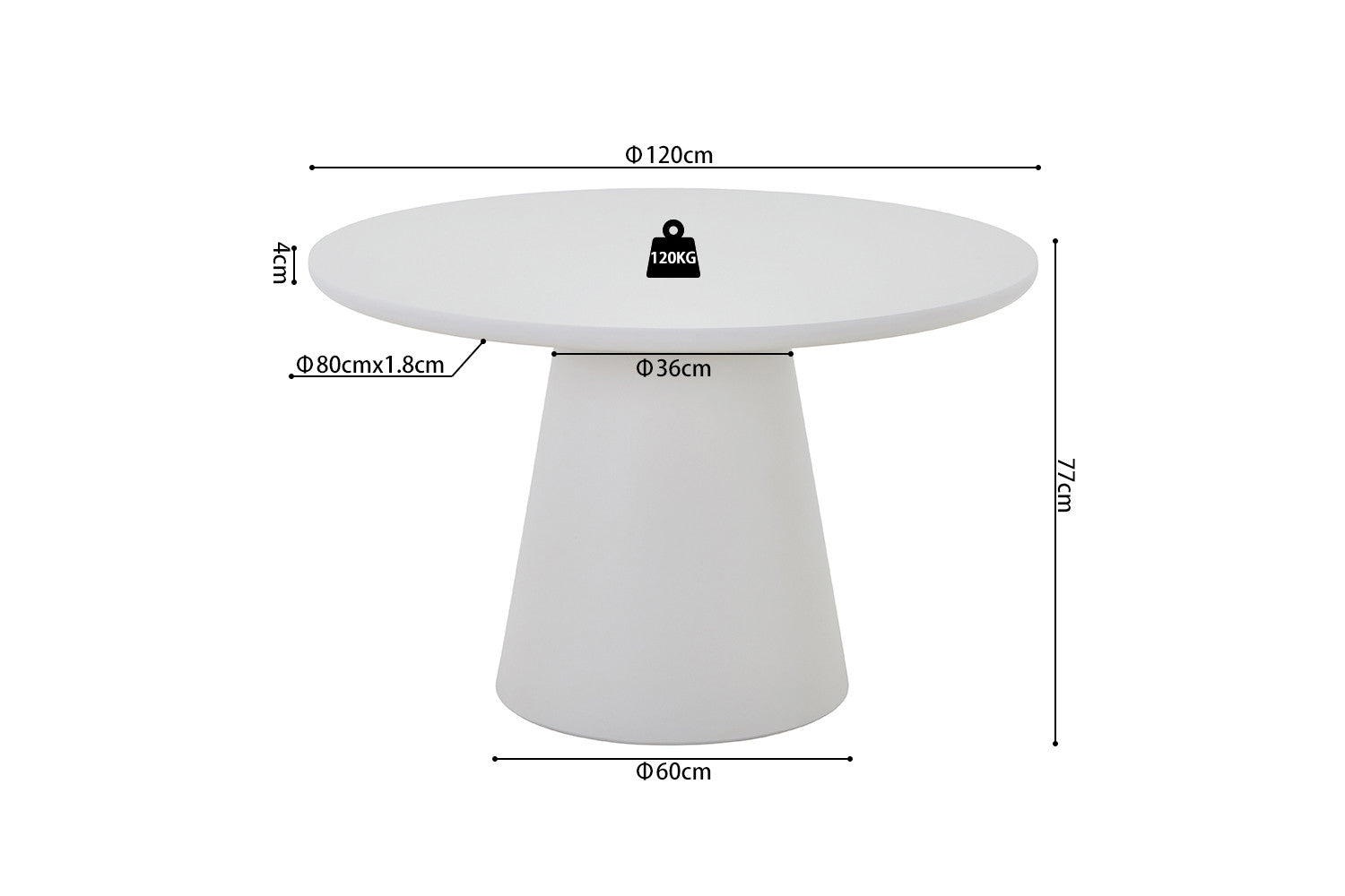Tafel Tavira 120 cm Rond Cement Ecru
