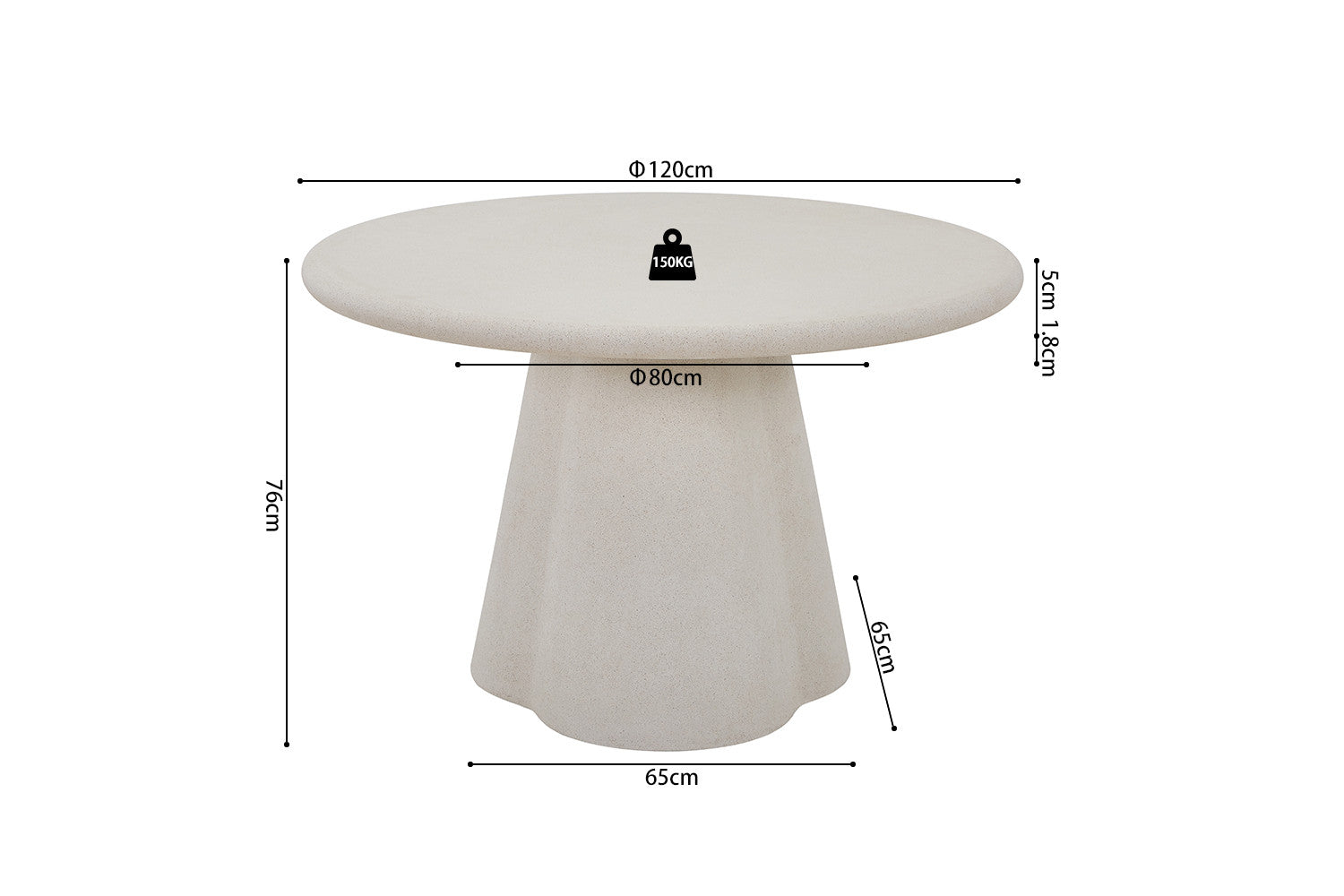 Tafel Faro 120 cm Rond Cement