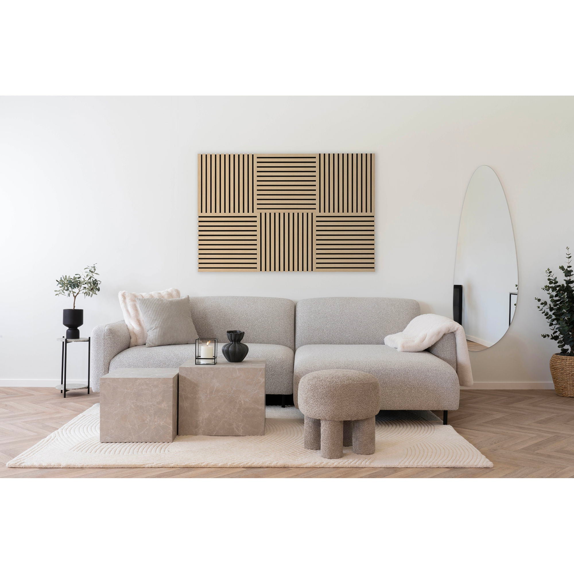 Akoestische paneel - hout veneer, natural, oak look 520x520x22 mm (set of 2)