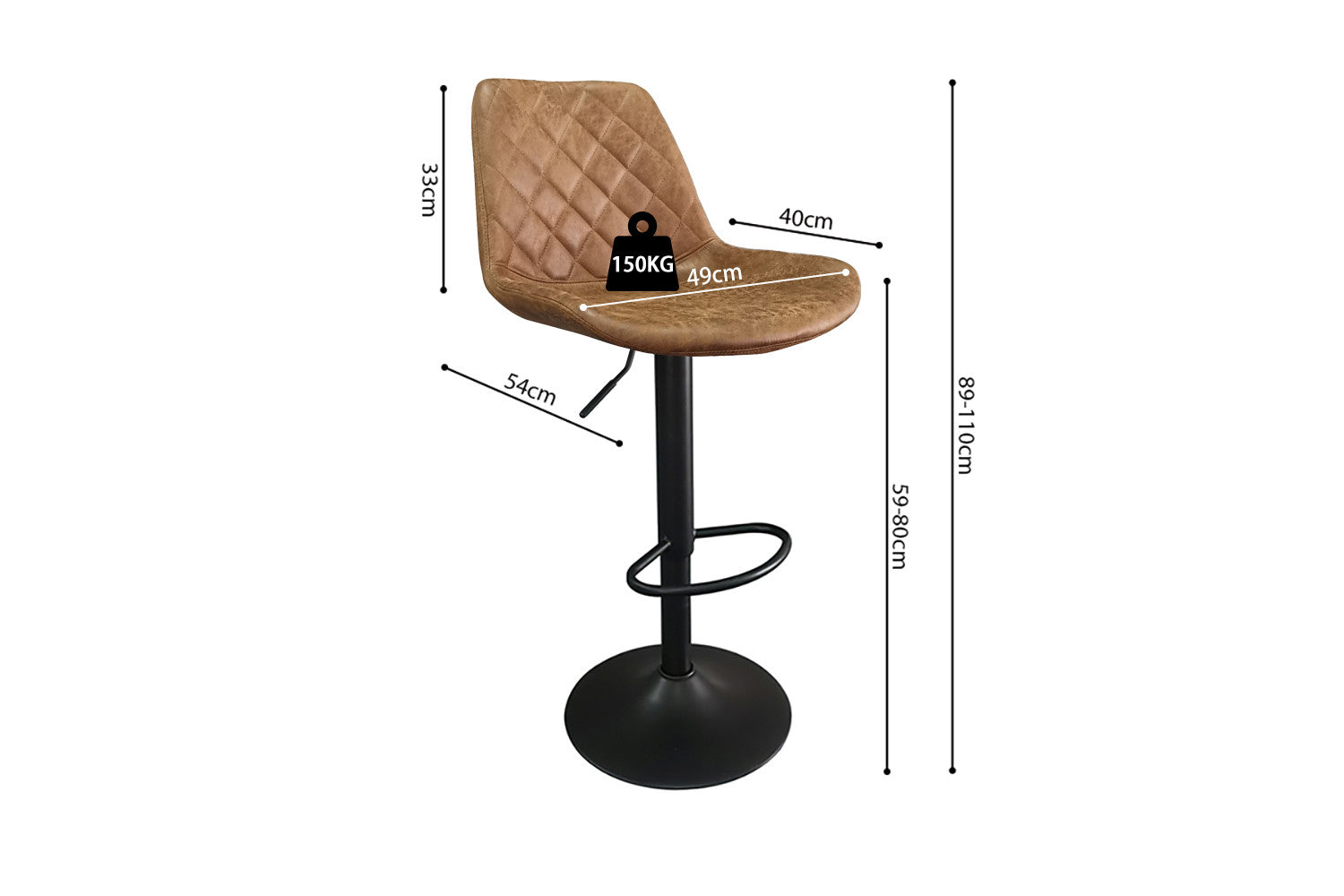 Barstoel 'Madrid' PU Ote Topper 02 Cognac