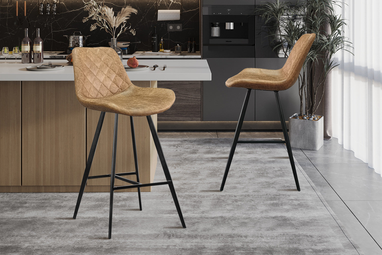 Barstoel 'Palmas' PU Ote Topper 02 Cognac