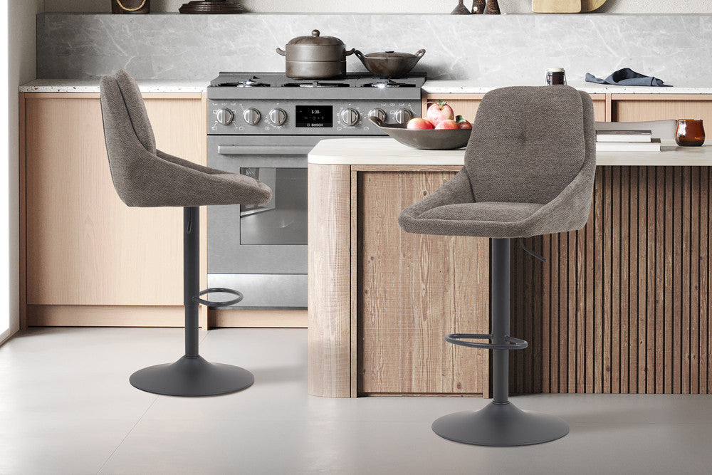 Barstoel 'Sabine' Stof Ote Sea 456 Draaibaar Grijs