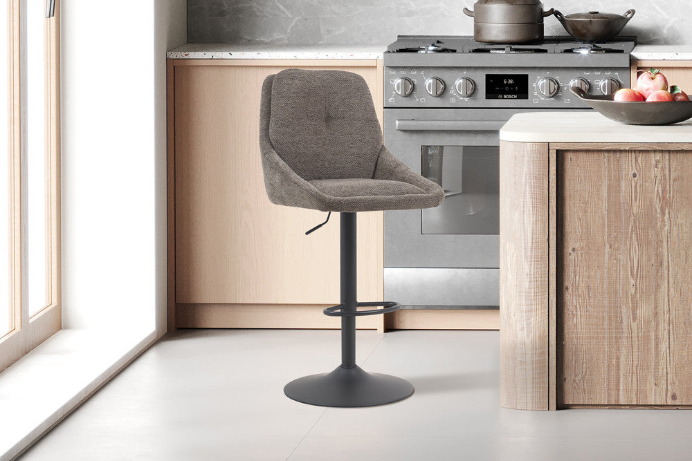 Barstoel 'Sabine' Stof Ote Sea 456 Draaibaar Grijs