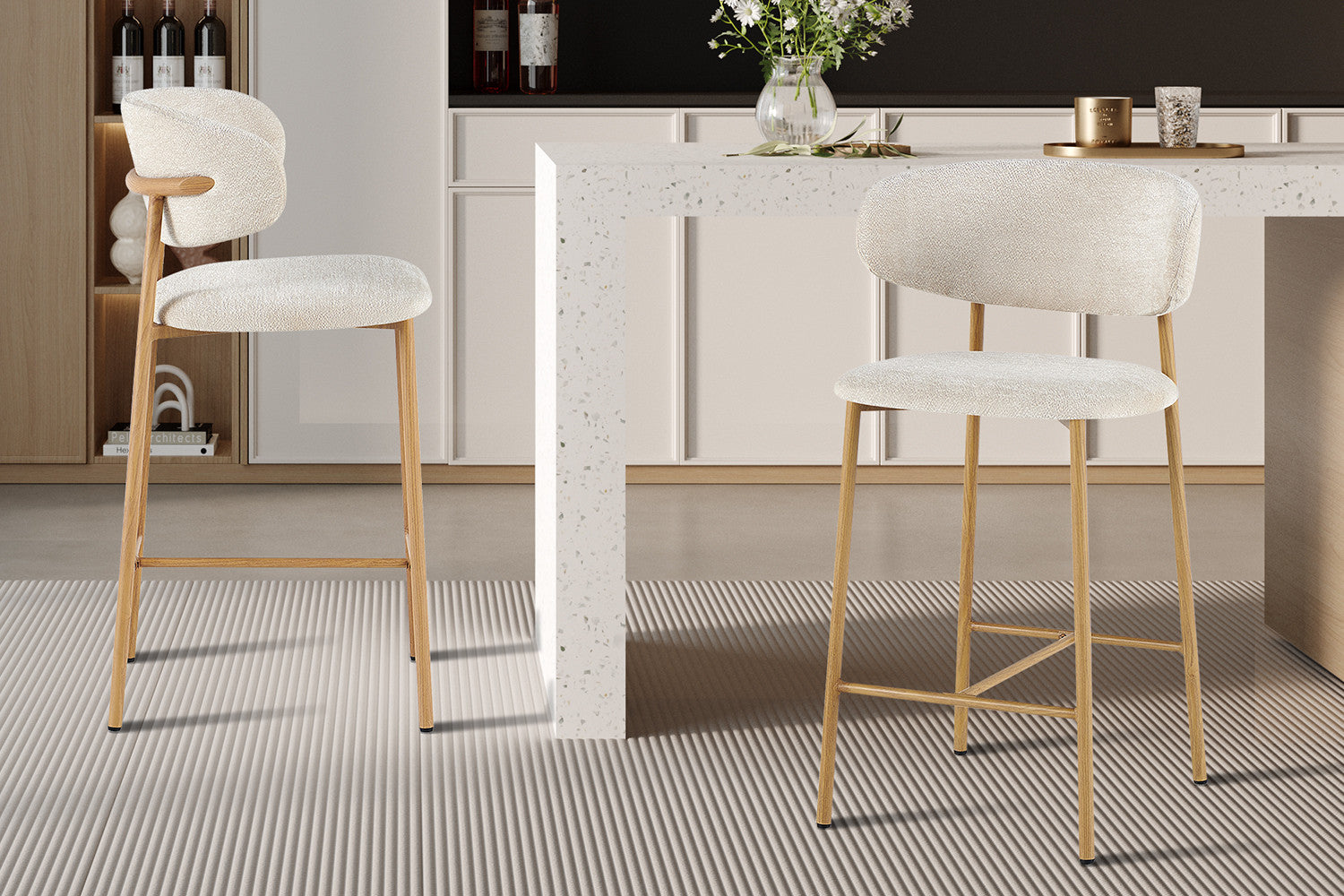 Counterstoel 'Coco' Naturel - Stof Raven 24 Beige