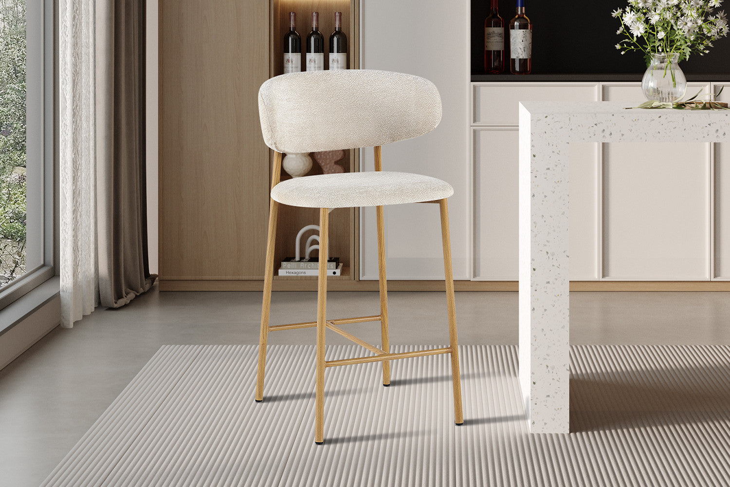 Counterstoel 'Coco' Naturel - Stof Raven 24 Beige