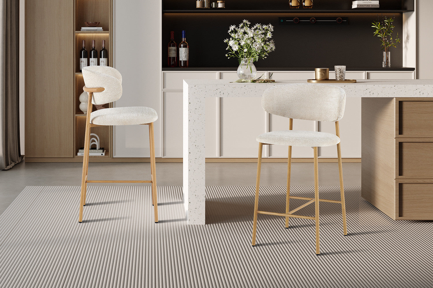 Counterstoel 'Coco' Naturel - Stof Raven 24 Beige