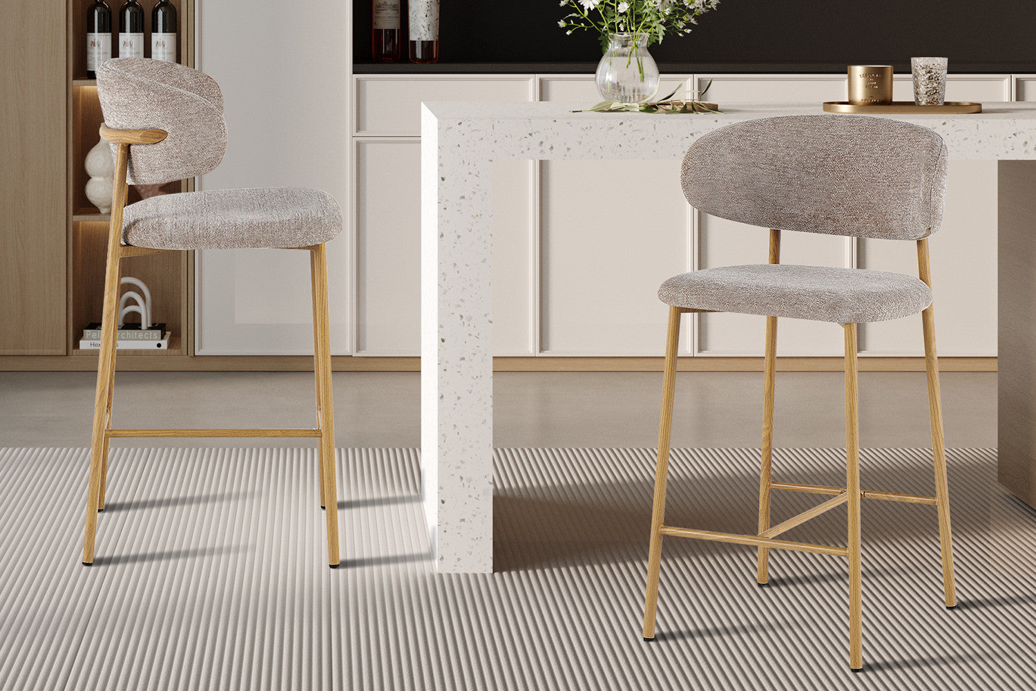 Counterstoel 'Coco' Naturel - Stof Raven 30 Zand