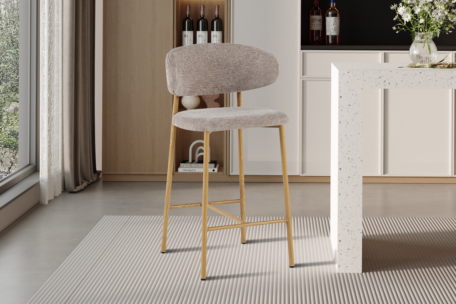 Counterstoel 'Coco' Naturel - Stof Raven 30 Zand
