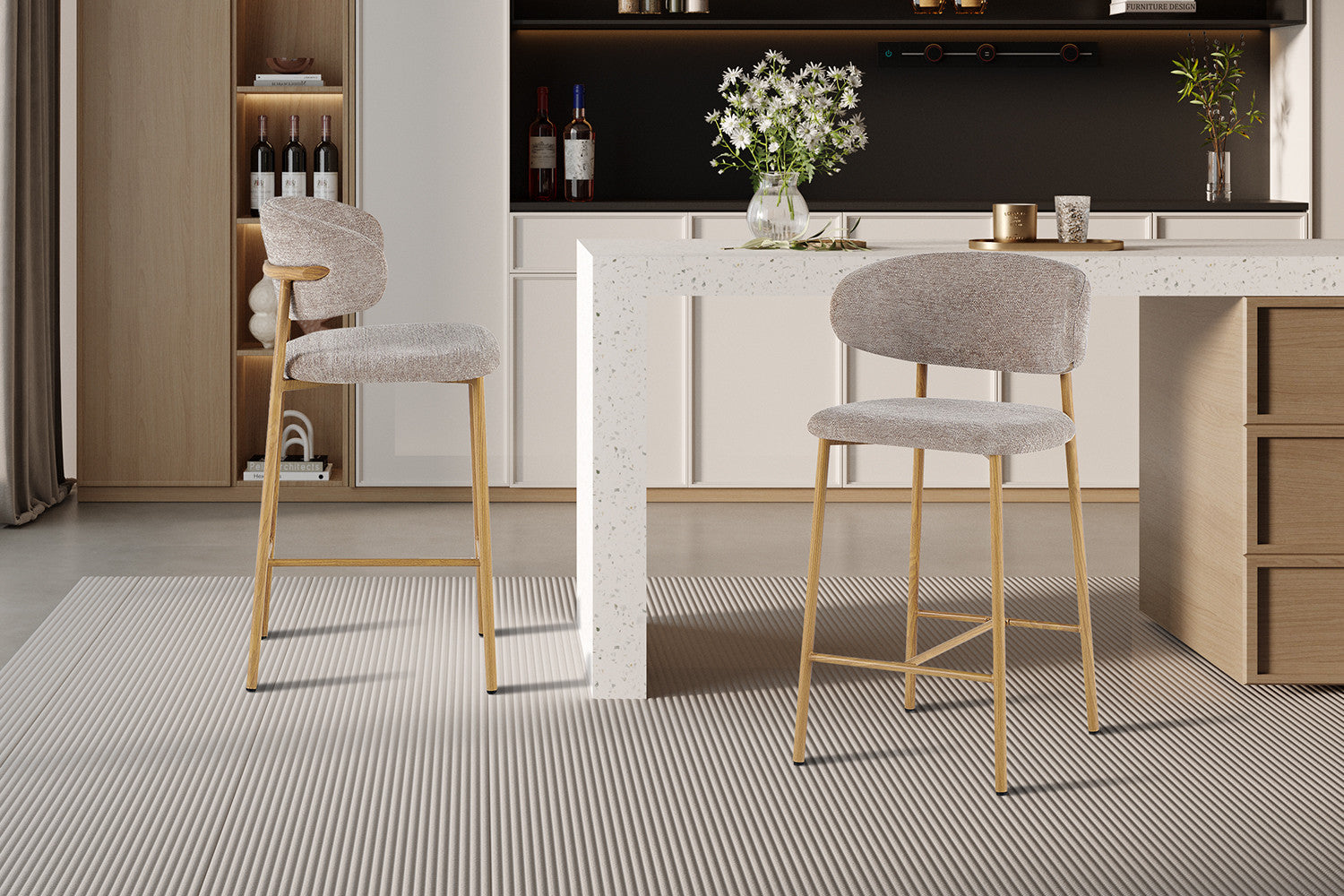 Counterstoel 'Coco' Naturel - Stof Raven 30 Zand