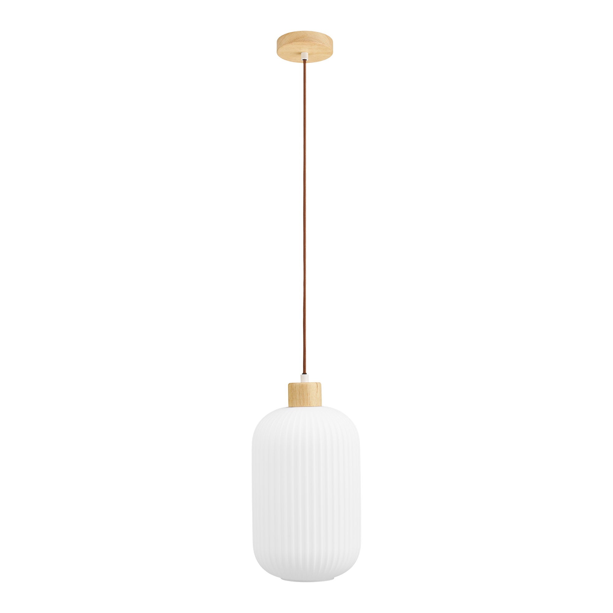 Argalo Hanglamp – Hanglamp van glas en hout in wit Ø20 cm