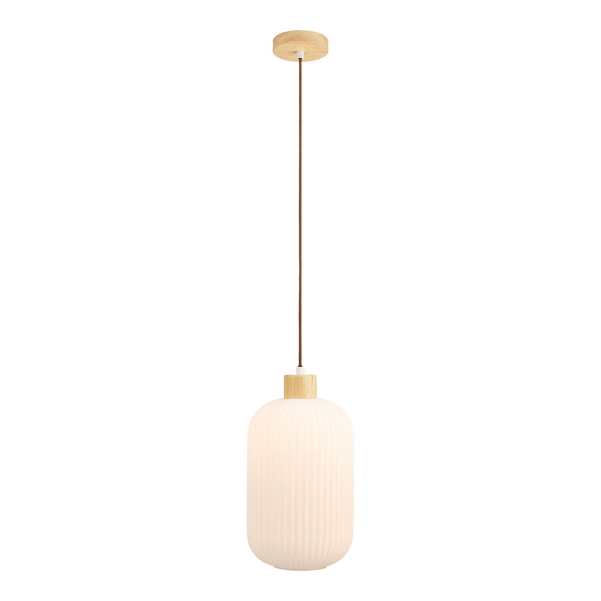 Argalo Hanglamp – Hanglamp van glas en hout in wit Ø20 cm