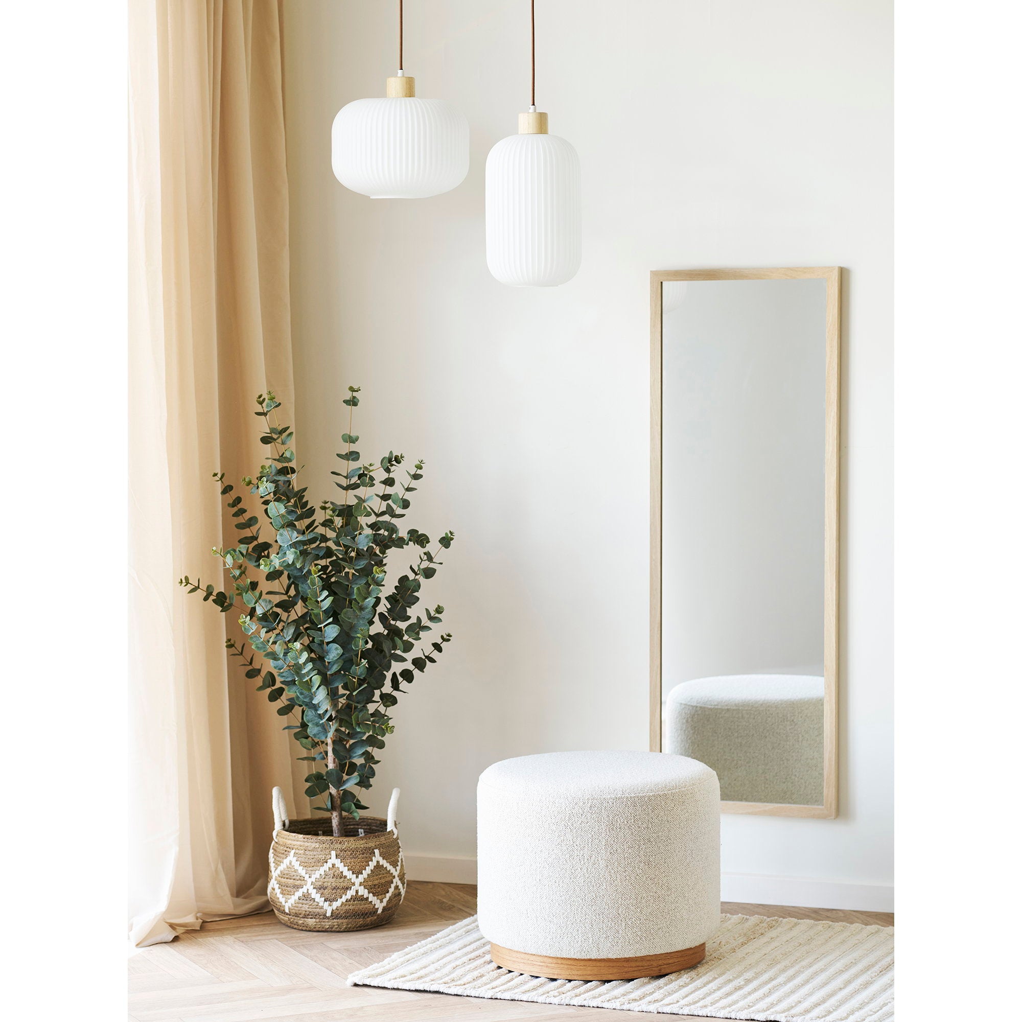 Argalo Hanglamp – Hanglamp van glas en hout in wit Ø20 cm