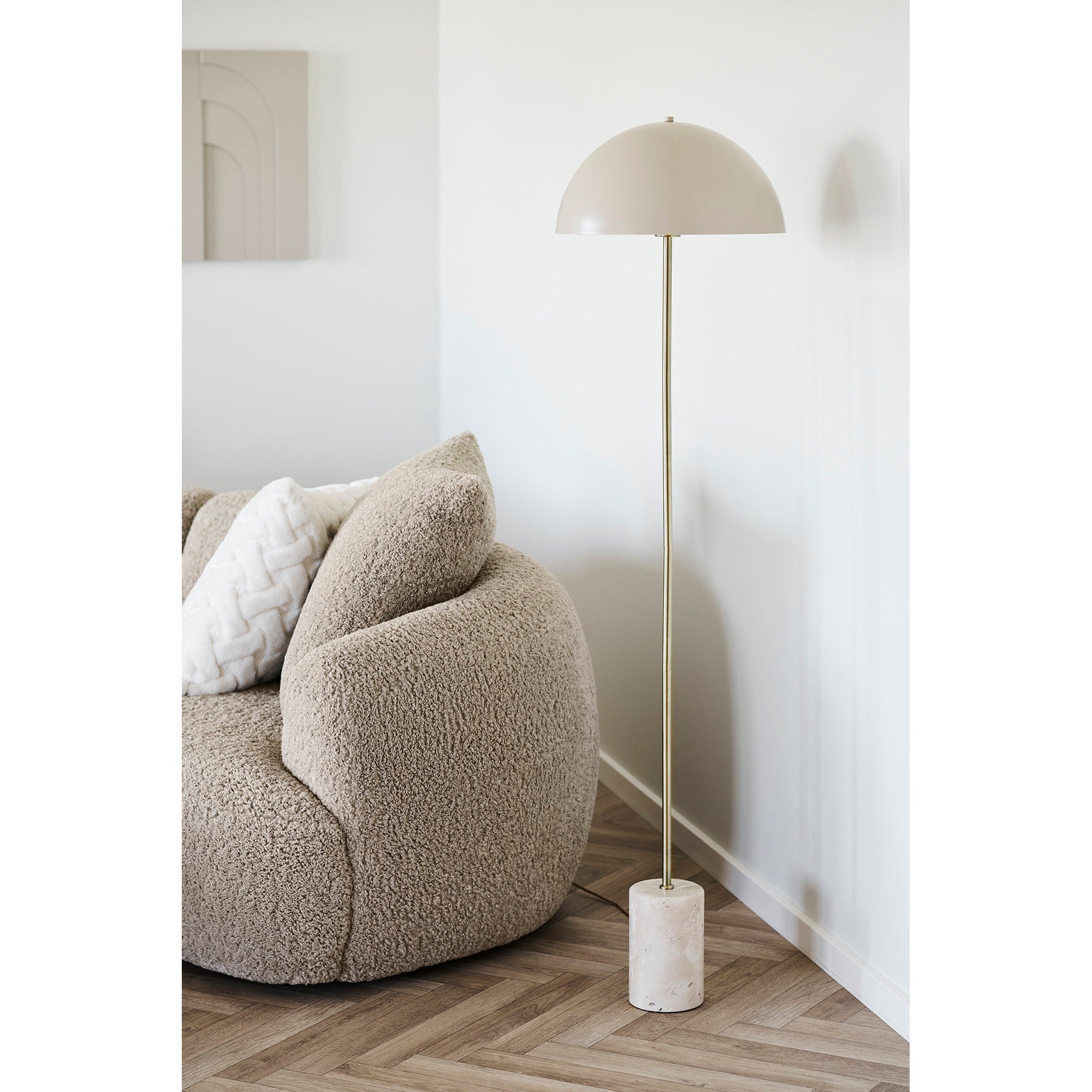 Sheffield Vloerlamp – Stijlvolle vloerlamp van marmer en metaal in beige tint