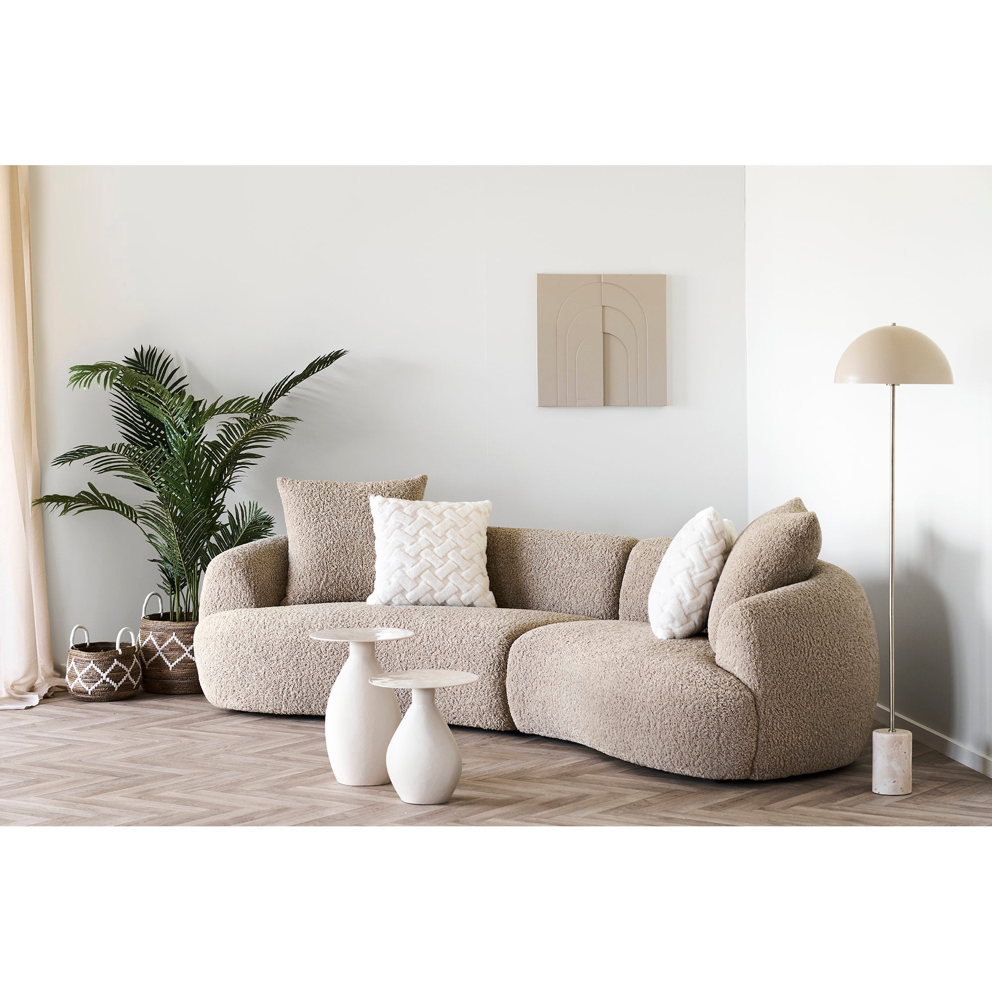 Sheffield Vloerlamp – Stijlvolle vloerlamp van marmer en metaal in beige tint
