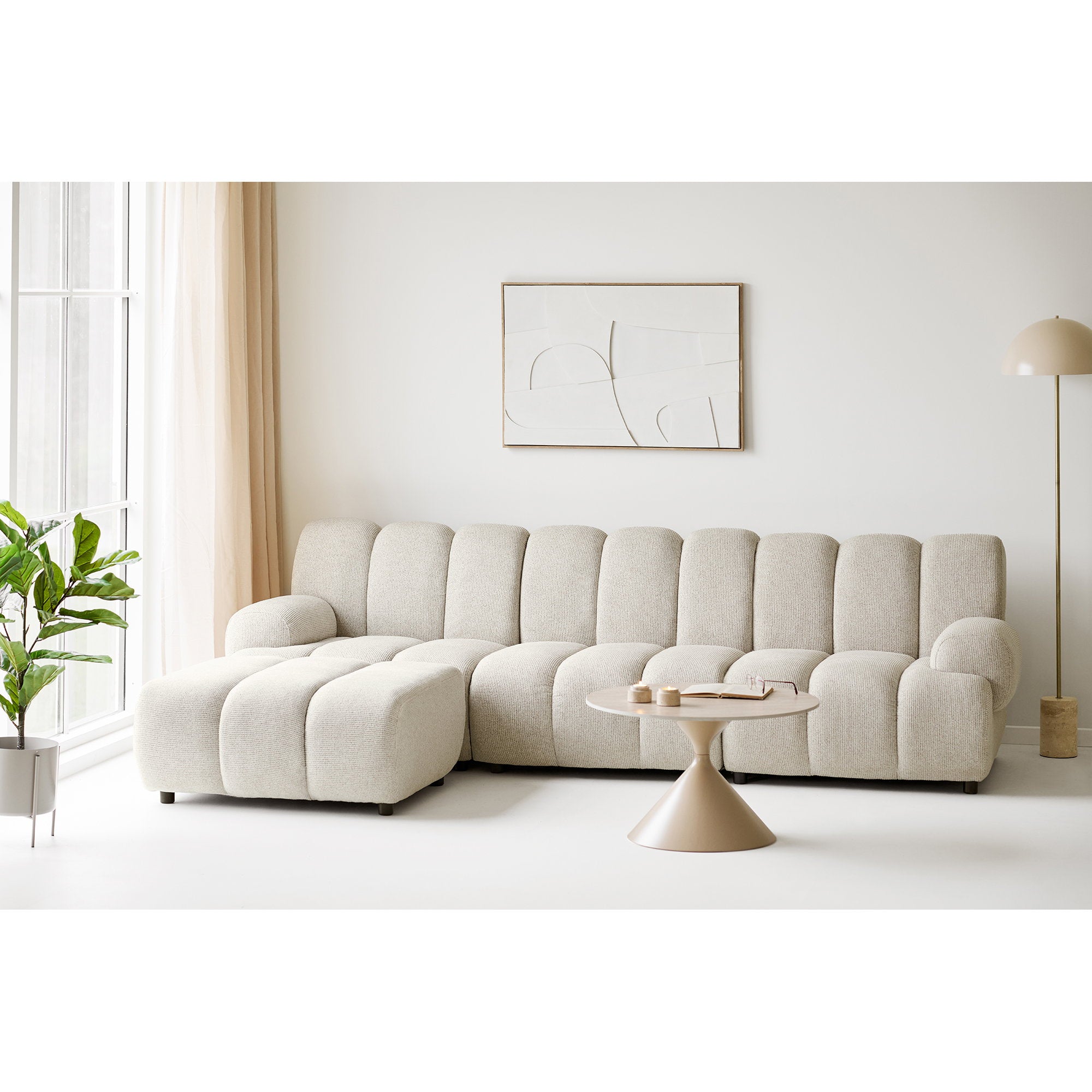 Sheffield Vloerlamp – Stijlvolle vloerlamp van marmer en metaal in beige tint