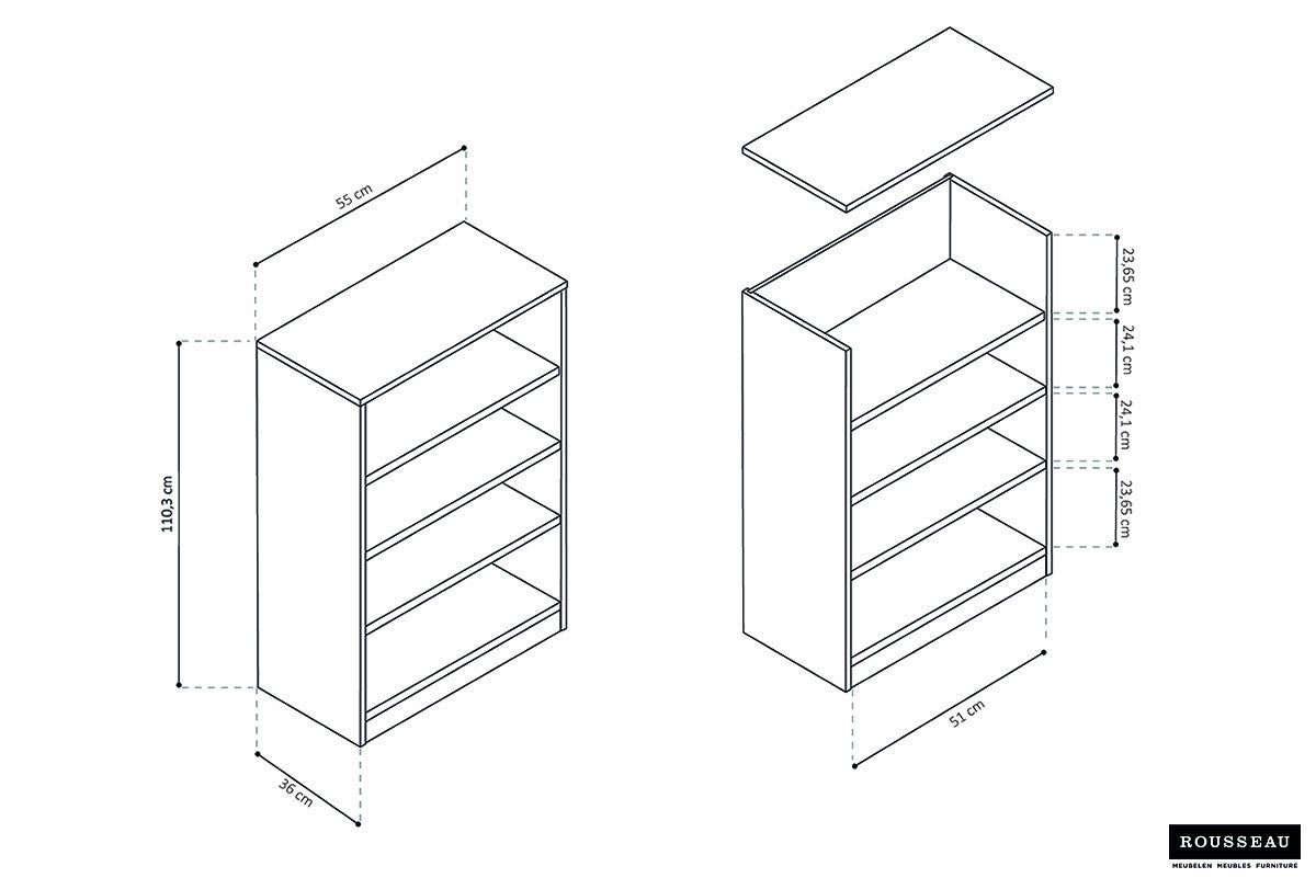 SALE - Boekenkast 'Space' 3 legplanken Sonoma